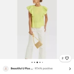 A New Day Women's Ruffle Sleeve Blouse - Lime Green